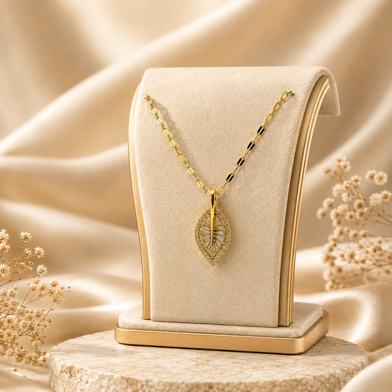 Golden Leaf Crystal Pendant