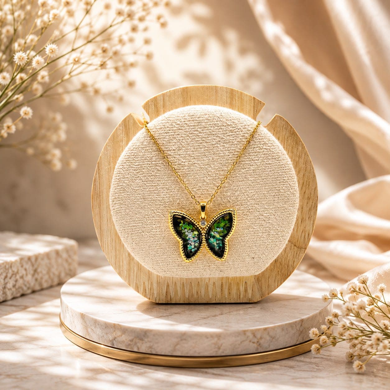 Emerald Butterfly Necklace
